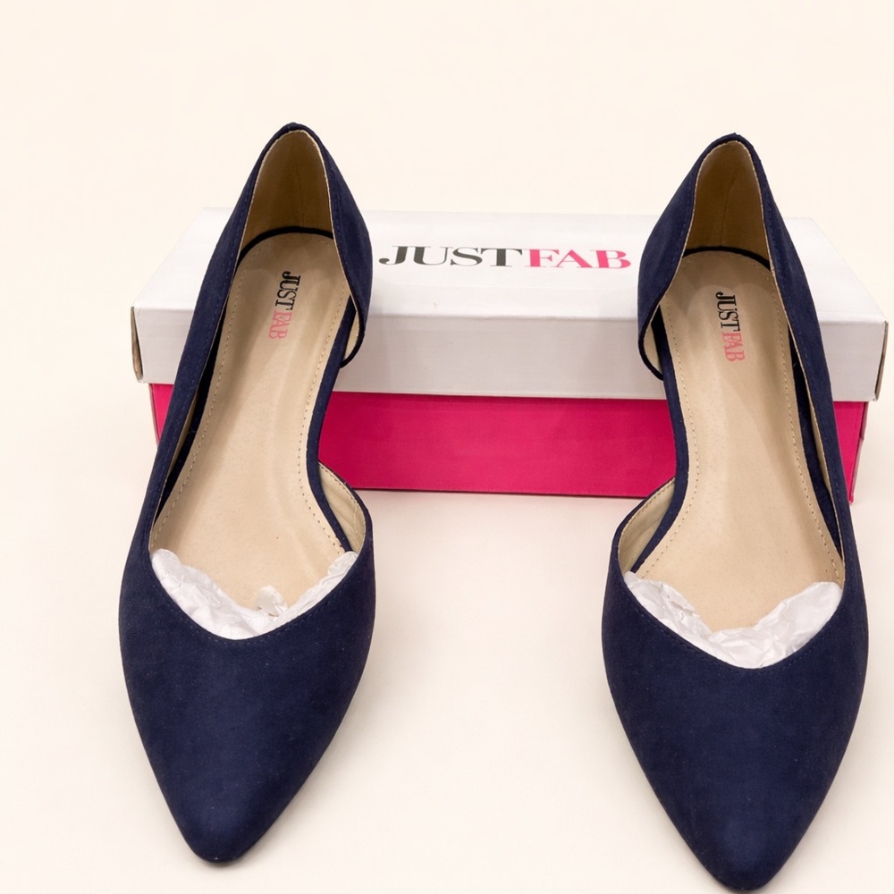 JustFab Chastina Navy Pointed Toe Flats – Size 10 - Picture 3 of 5